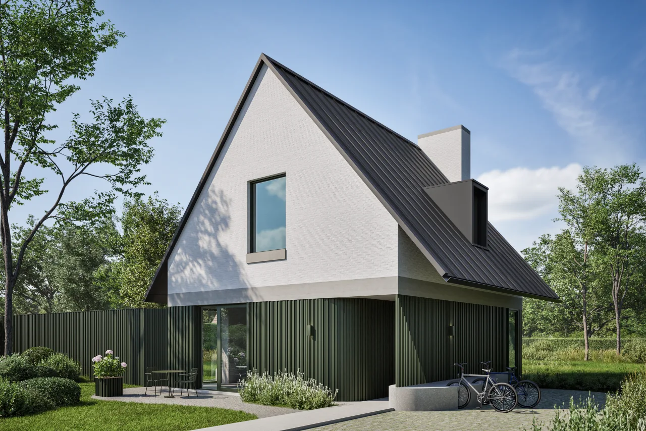 Alinel Type C: onregelmatige aluminium gevelbekleding groen RAL 6020