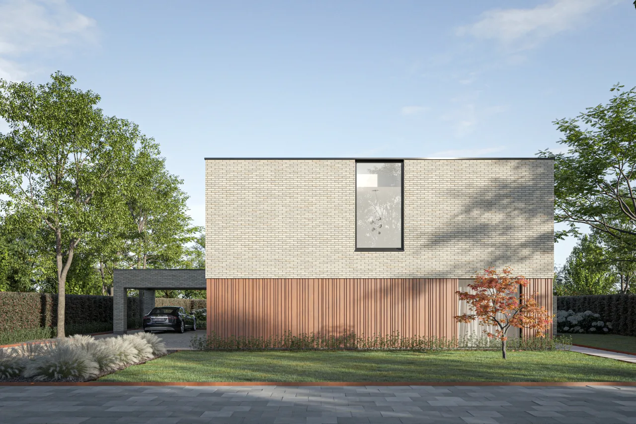 Alinel Type E: aluminium gevelbekleding met plankenwand houtlook uitstraling